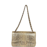 Chanel Jumbo Classic Double Flap Gold Metallic Python Gold Hardware