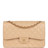 Chanel Jumbo Classic Double Flap Bag Beige Caviar Gold Hardware