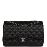 Chanel Jumbo Classic Double Flap Black Lambskin Silver Hardware