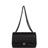 Chanel Jumbo Classic Double Flap Black Lambskin Silver Hardware
