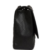 Chanel Maxi Classic Single Flap Bag Black Caviar Silver Hardware