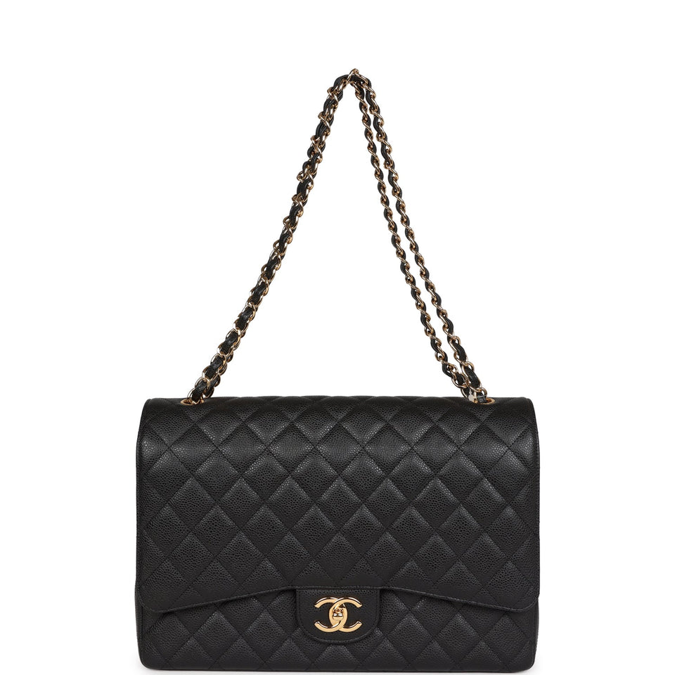 Chanel Maxi Classic Double Flap Black Caviar Gold Hardware