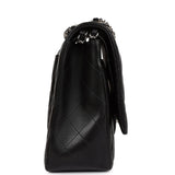 Chanel Maxi Classic Double Flap Bag Black Lambskin Silver Hardware