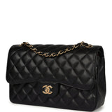 Chanel Jumbo Classic Double Flap Bag Black Caviar Gold Hardware