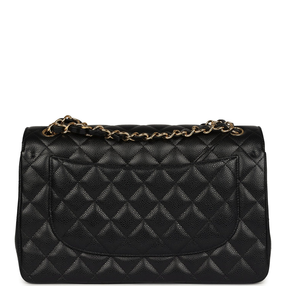 Chanel Jumbo Classic Double Flap Bag Black Caviar Gold Hardware