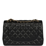 Chanel Jumbo Classic Double Flap Bag Black Caviar Gold Hardware