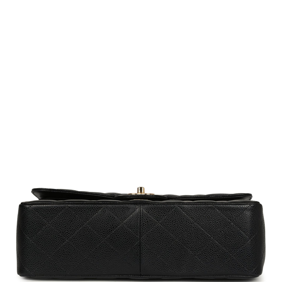 Chanel Jumbo Classic Double Flap Bag Black Caviar Gold Hardware