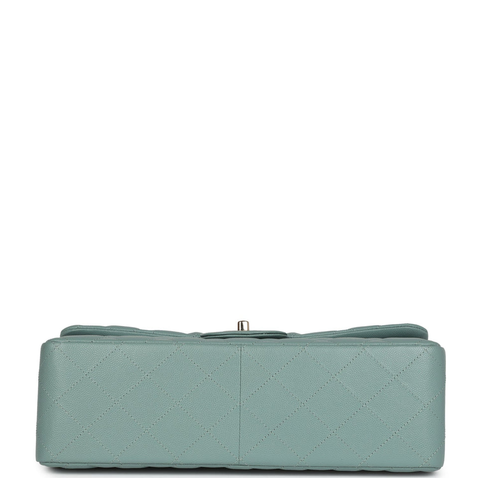 Chanel Jumbo Classic Double Flap Bag Light Green Caviar Light Gold Hardware