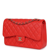 Chanel Jumbo Classic Double Flap Red Caviar Light Gold Hardware
