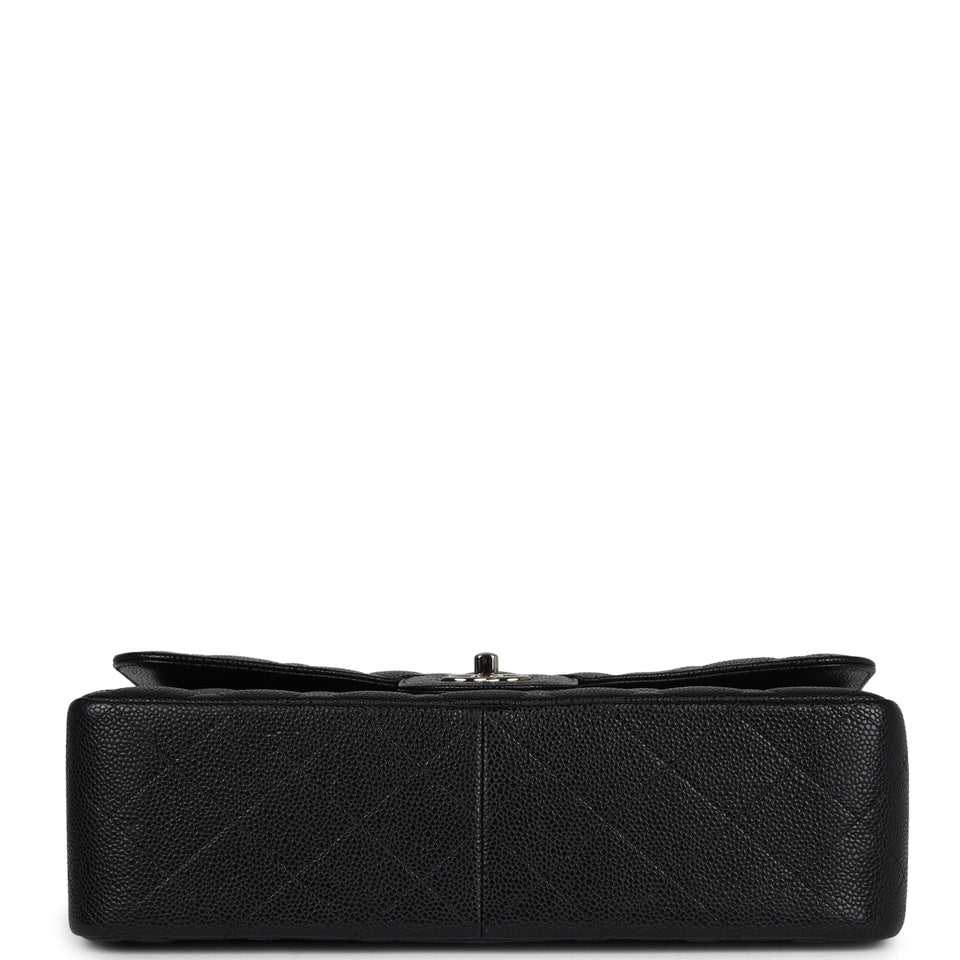 Chanel Jumbo Classic Double Flap Bag Black Caviar Silver Hardware