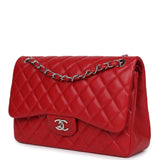 Chanel Jumbo Classic Double Flap Red Caviar Silver Hardware