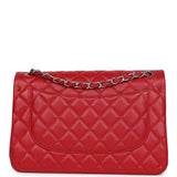 Chanel Jumbo Classic Double Flap Red Caviar Silver Hardware