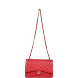 Chanel Jumbo Classic Double Flap Red Caviar Silver Hardware