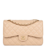 Chanel Jumbo Classic Double Flap Bag Light Beige Caviar Gold Hardware