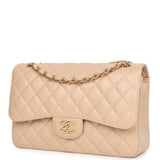 Chanel Jumbo Classic Double Flap Bag Light Beige Caviar Gold Hardware