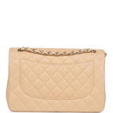 Chanel Jumbo Classic Double Flap Bag Beige Caviar Gold Hardware