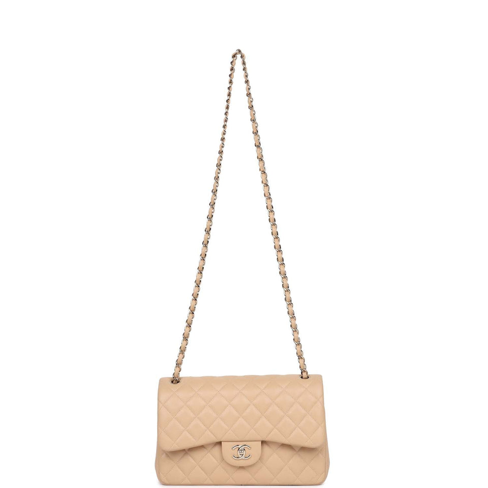Chanel Jumbo Classic Double Flap Bag Light Beige Caviar Gold Hardware