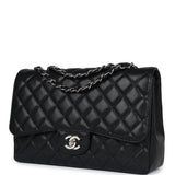 Chanel Jumbo Classic Single Flap Bag Black Caviar Silver Hardware