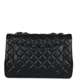 Chanel Jumbo Classic Single Flap Bag Black Caviar Silver Hardware