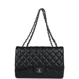 Chanel Jumbo Classic Single Flap Bag Black Caviar Silver Hardware