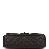 Chanel Jumbo Classic Single Flap Dark Brown Caviar Silver Hardware