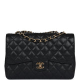 Chanel Jumbo Classic Single Flap Bag Black Caviar Gold Hardware