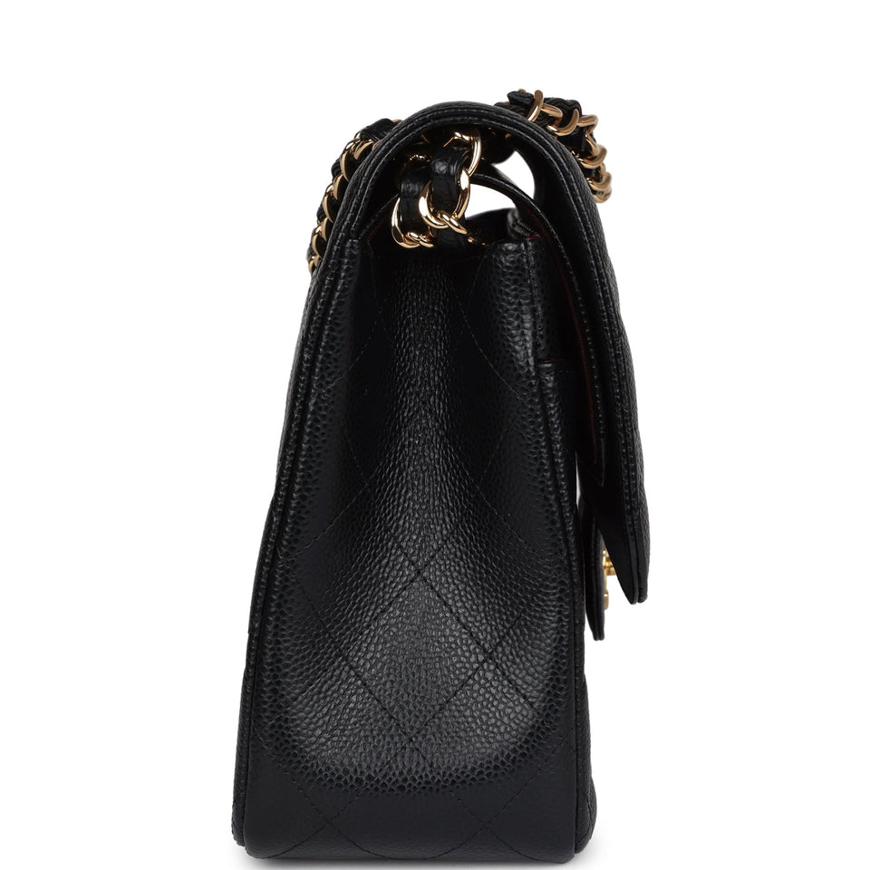 Chanel Jumbo Classic Double Flap Bag Black Caviar Gold Hardware