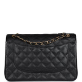 Chanel Jumbo Classic Double Flap Bag Black Caviar Gold Hardware