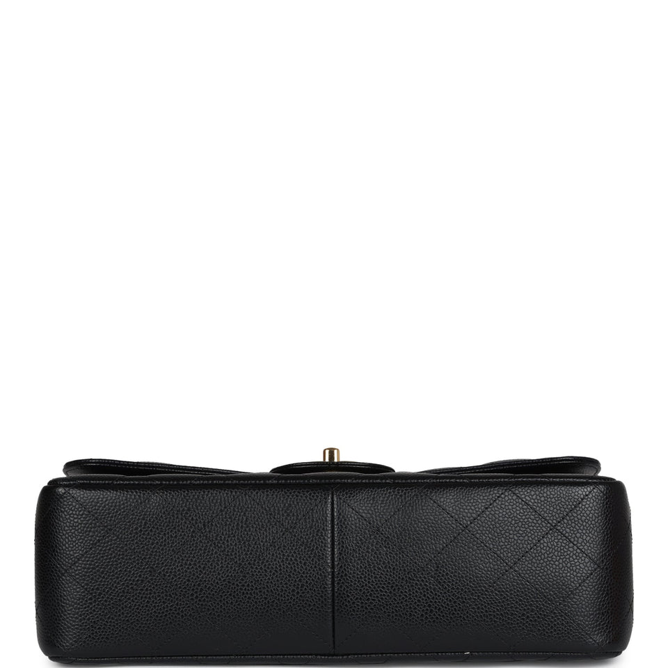 Chanel Jumbo Classic Double Flap Bag Black Caviar Gold Hardware