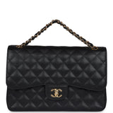Chanel Jumbo Classic Double Flap Bag Black Caviar Gold Hardware