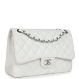 Chanel Jumbo Classic Single Flap Bag White Caviar Silver Hardware