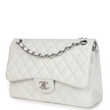 Chanel Jumbo Classic Single Flap Bag White Caviar Silver Hardware