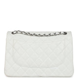 Chanel Jumbo Classic Single Flap Bag White Caviar Silver Hardware