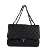 Chanel Jumbo Classic Single Flap Bag Black Caviar Silver Hardware