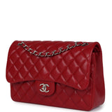 Chanel Jumbo Classic Double Flap Bag Red Caviar Silver Hardware