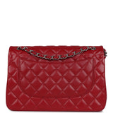 Chanel Jumbo Classic Double Flap Bag Red Caviar Silver Hardware