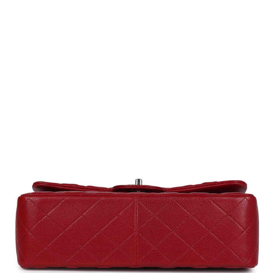 Chanel Jumbo Classic Double Flap Bag Red Caviar Silver Hardware