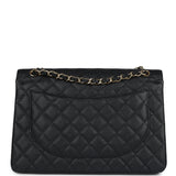 Chanel Maxi Classic Double Flap Bag Black Caviar Gold Hardware
