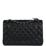 Chanel Jumbo Classic Double Flap Bag Black Caviar Silver Hardware