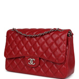 Chanel Jumbo Classic Double Flap Red Caviar Silver Hardware