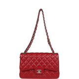 Chanel Jumbo Classic Double Flap Red Caviar Silver Hardware