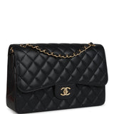 Chanel Jumbo Classic Double Flap Bag Black Caviar Gold Hardware