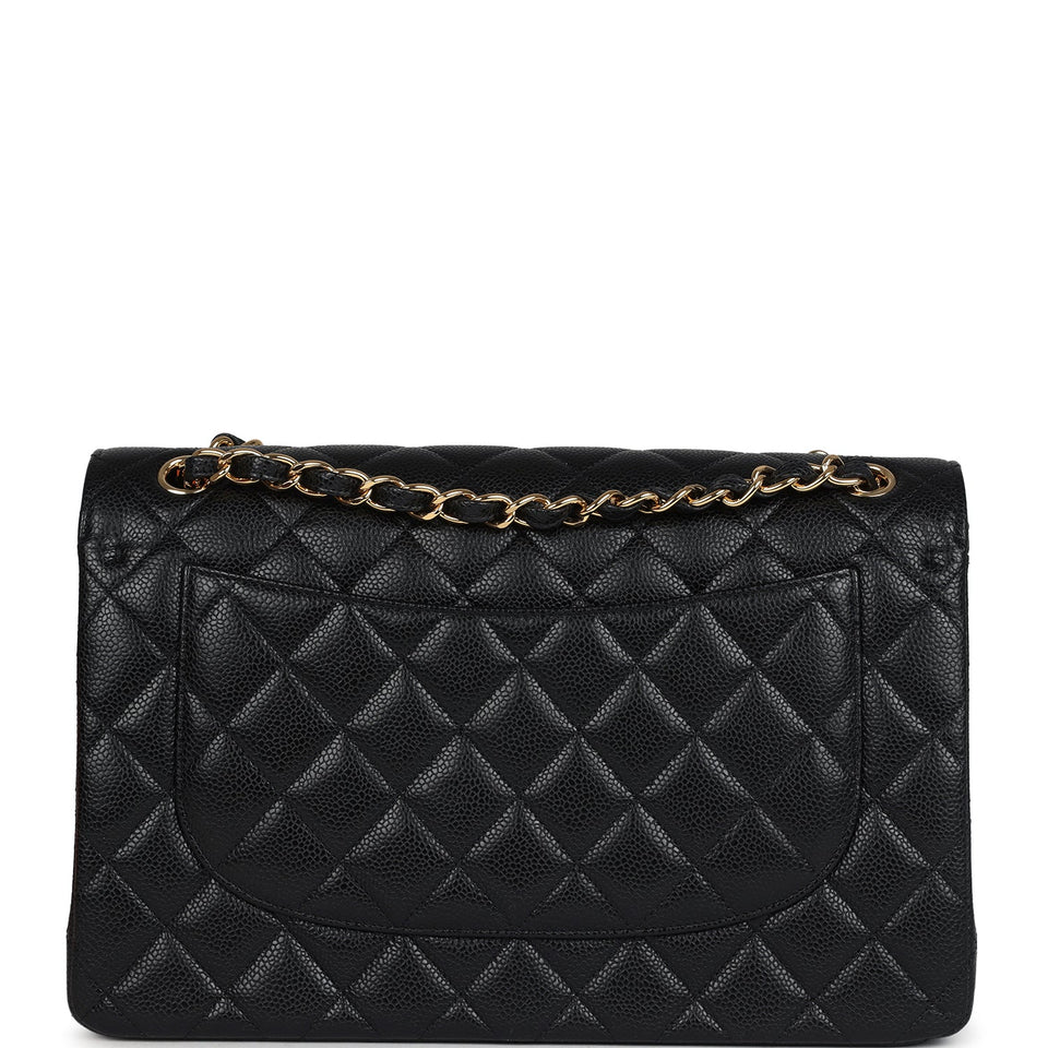 Chanel Jumbo Classic Double Flap Bag Black Caviar Gold Hardware
