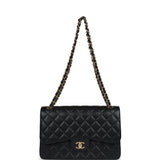 Chanel Jumbo Classic Double Flap Bag Black Caviar Gold Hardware