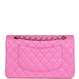 Chanel Medium Classic Double Flap Bag Neon Pink Lambskin Silver Hardware