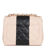 Chanel Mini Square Flap Bag Pink and Black Lambskin Light Gold Hardware