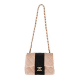 Chanel Mini Square Flap Bag Pink and Black Lambskin Light Gold Hardware