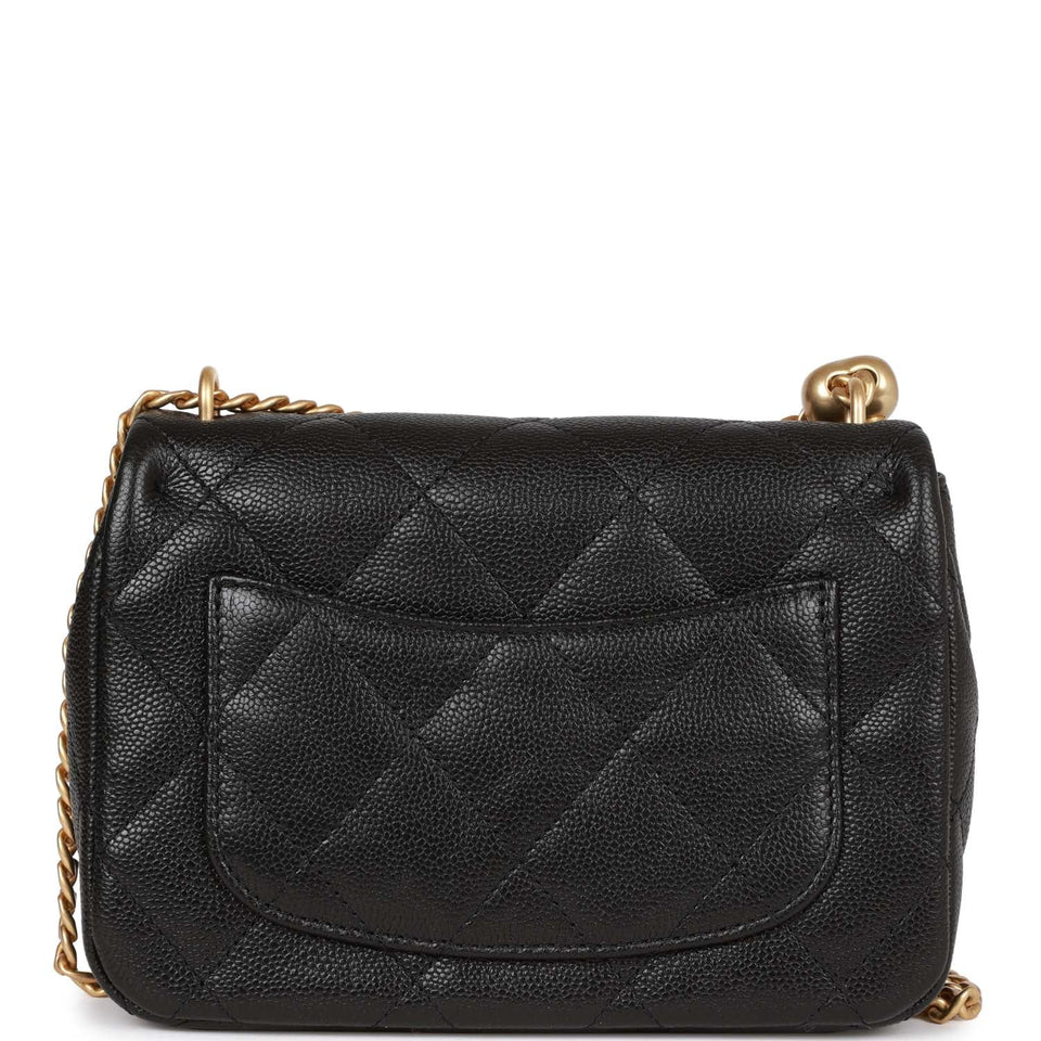 Chanel Sweetheart Crush Mini Rectangular Flap Bag Black Caviar Antique Gold Hardware