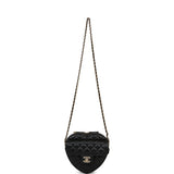 Chanel CC In Love Large Heart Bag Black Lambskin Light Gold Hardware