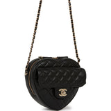 Chanel CC In Love Large Heart Bag Black Lambskin Light Gold Hardware